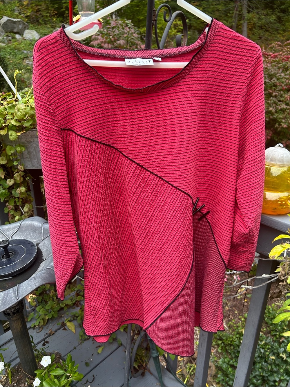 Habitat Fuchsia Textured Long-Sleeve Asymmetric Top